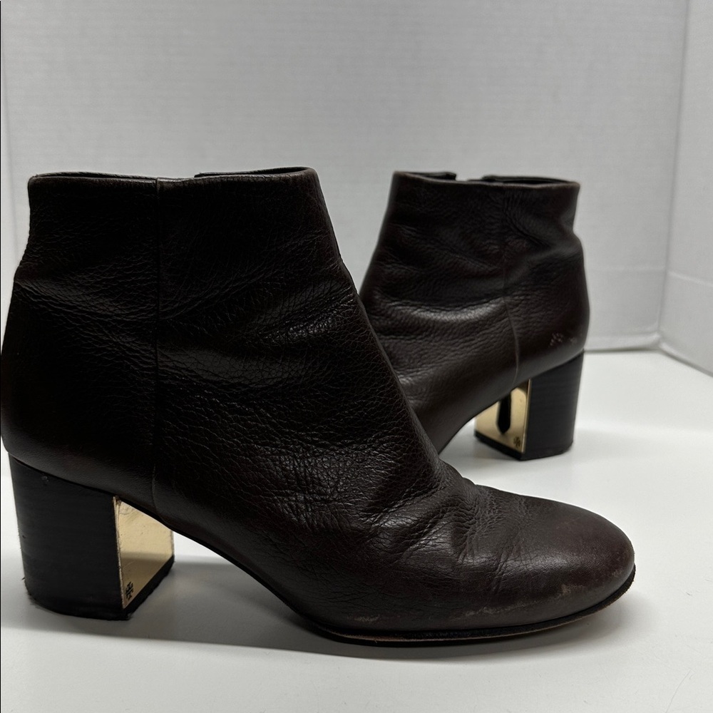 Tory Burch Cleveland Boots Leather Ankle Bootie High Heeled Dark Brown Size 8